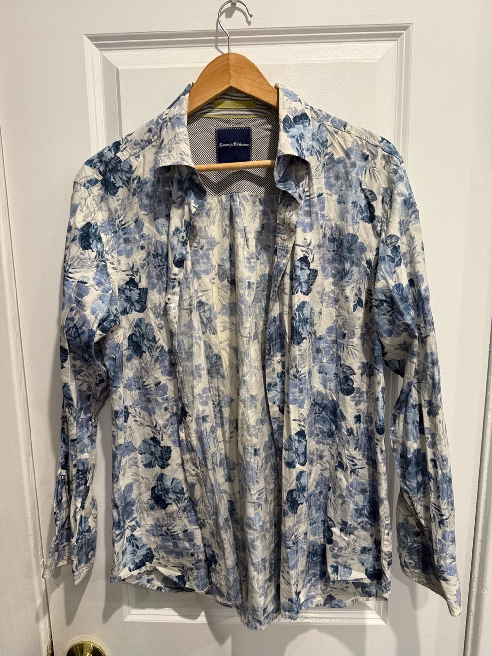 Tommy Bahama White Shirt Jacket with Blue Floral Print
